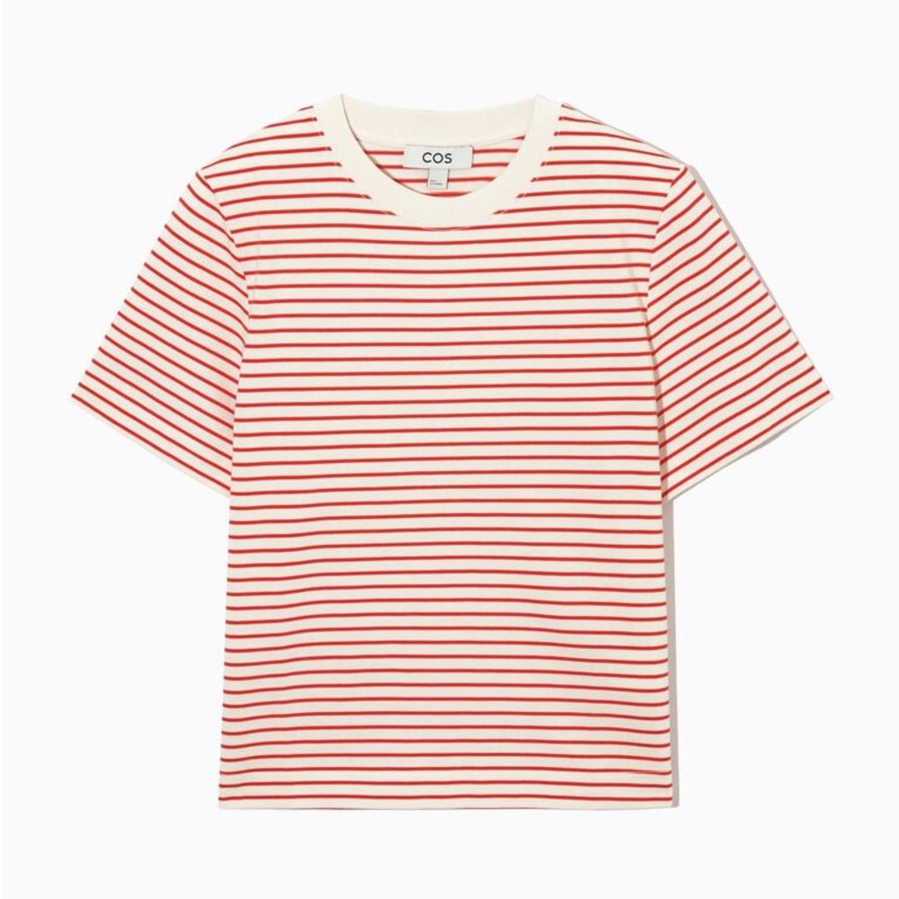 COS Clean Cut Regular Red and White Striped T-Shirt